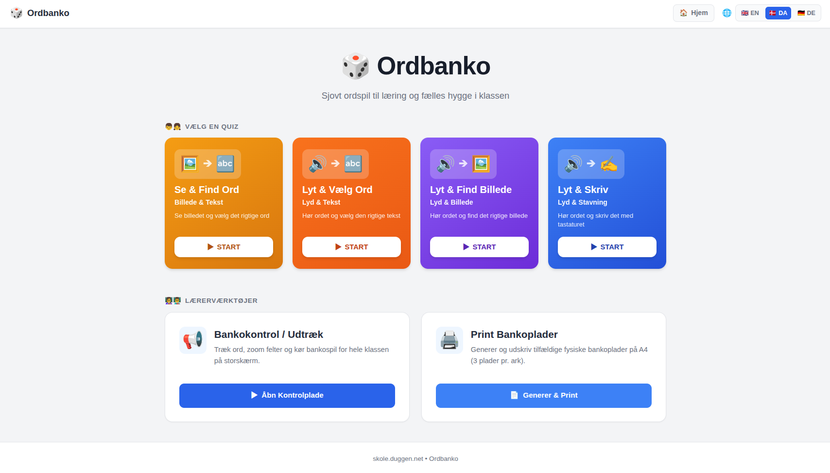 Ordbanko / Wort bingo / Word Bingo