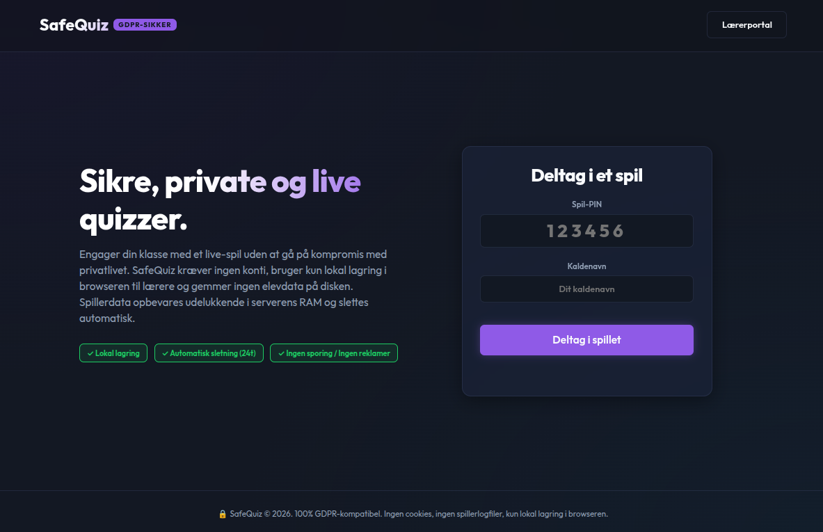 SafeQuiz - GDPR-kompatibelt klasserumsspil
